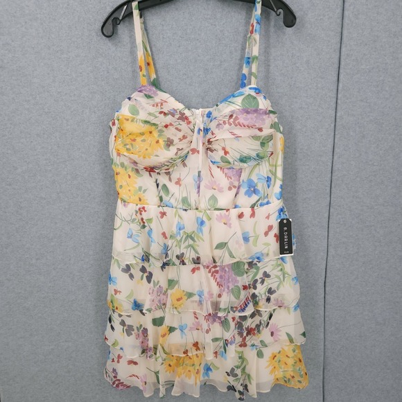 B Darlin Dresses & Skirts - B Darlin Tiered Floral Trendy Chiffon Cream Fit & Flare Dress Womens Size 18W